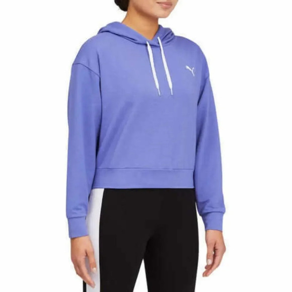 PUMA‎ Womens Cropped Purple Hoodie Pullover Sweatshirt Size Small - Picture 1 of 5